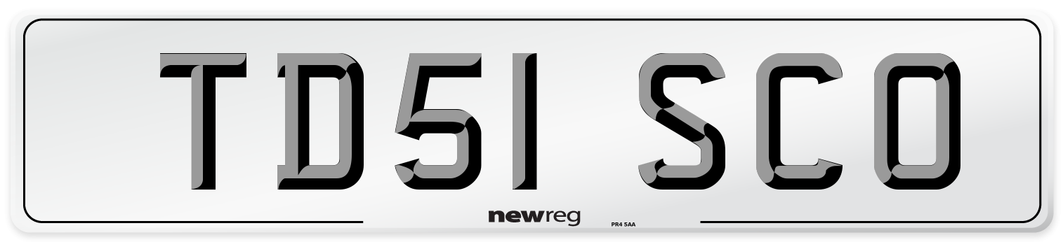 TD51 SCO Number Plate from New Reg